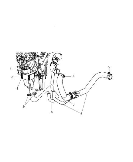 1992 Dodge B150 Hose Radiator Outlet Diagram for 5039042AB