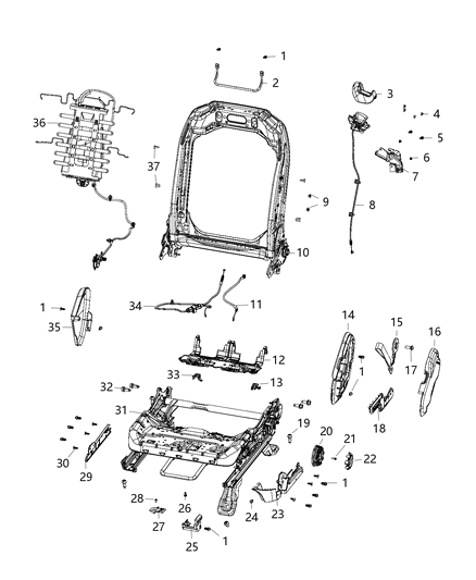 Cable Front Seat Diagram for 68372439AA
