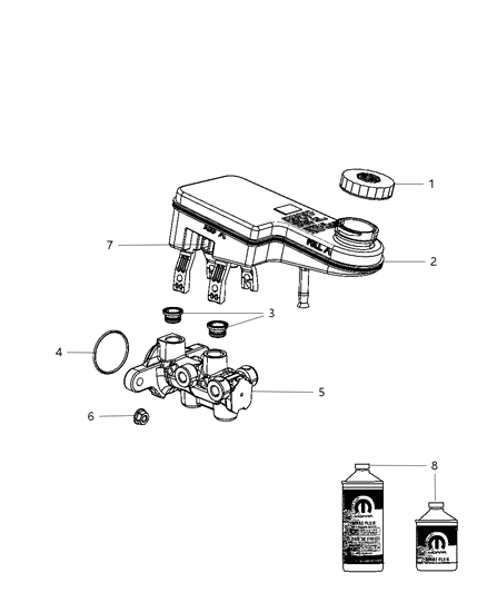 Master Cylinder Brake Diagram for 68004718AD