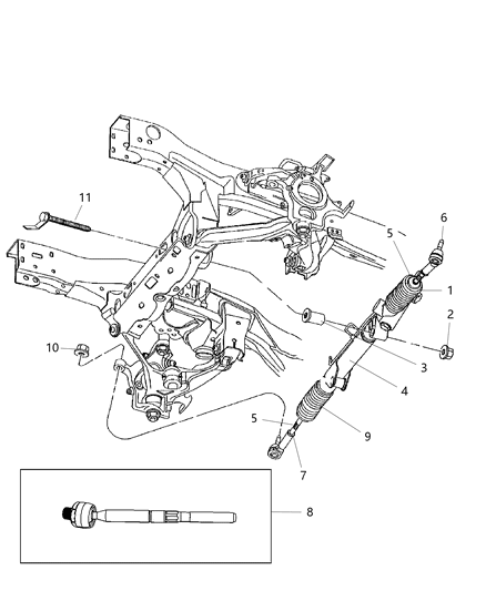 Tie Rod Kit Inner End Diagram for 68040227AB