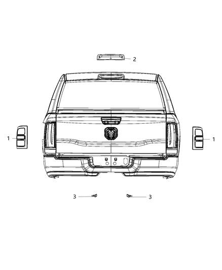 2019 Ram 3500 Tail Lamp Assembly, Black, Rear Driver Side Diagram for 68409003AD