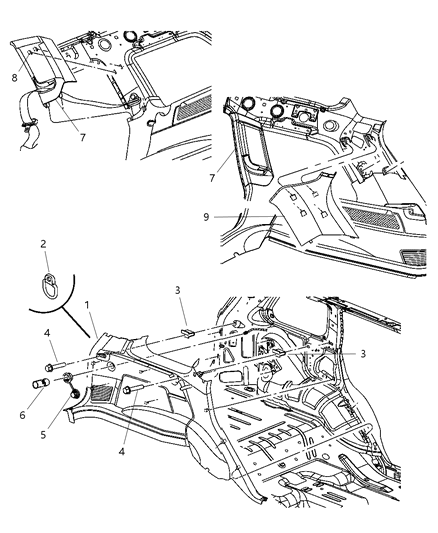 2013 Jeep Wrangler Molding C Pillar Diagram for 5HS35BDXAH