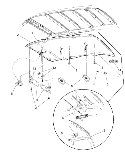 1987 Dodge Charger Outlet Assembly, Rear Heater And Air Overhead Diagram for JH92SK4
