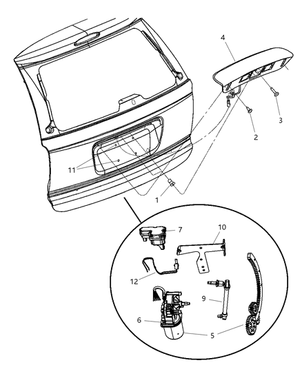 2006 Dodge Grand Caravan Motor And Gear Power Liftgate Diagram for 5096296AA