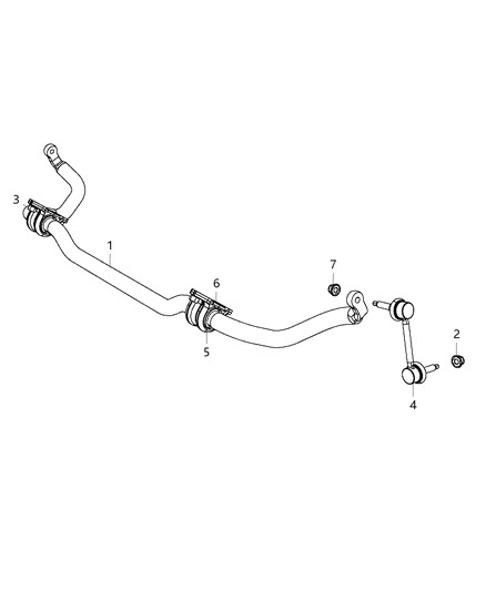2018 Jeep Wrangler Stabilizer Bar Front Diagram for 68184510AA