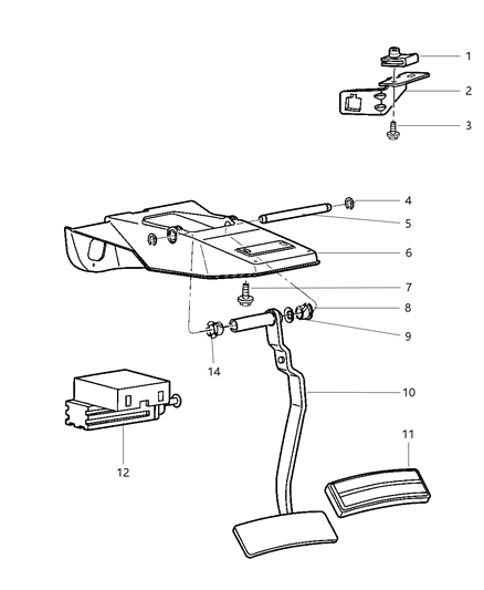 1993 Chrysler Concorde Bracket Steering Column Clutch And Brake Pedal Diagram for 55351014AE
