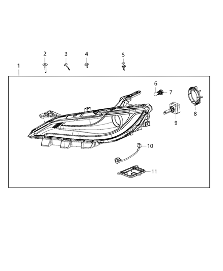 Headlamp Complete Assembly Diagram for 68110249AD