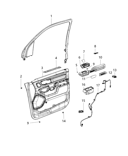 Panel Front Door Trim Diagram for 7EG56NR3AA
