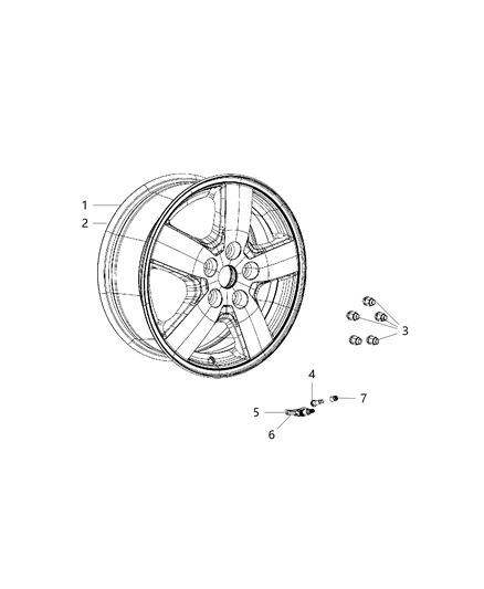 1987 Dodge Aries Wheel Aluminum Diagram for 1BK47SZ0AD