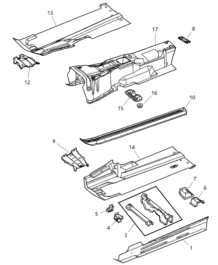 Strut Diagonal Frame Reinforcement Crossfire Diagram for 5140917AA