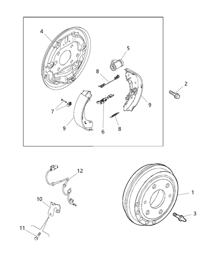 Sensor Anti-Lock Brakes, Rear Diagram for 68261733AA
