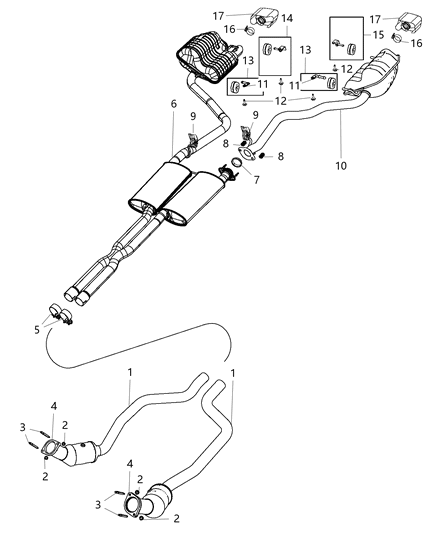 1997 Dodge B1500 Resonator And Pipe Exhaust Diagram for 68260149AA