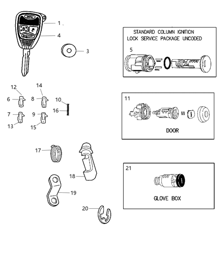1995 Jeep Grand Cherokee Cylinder Door Lock Diagram for 5143554AA