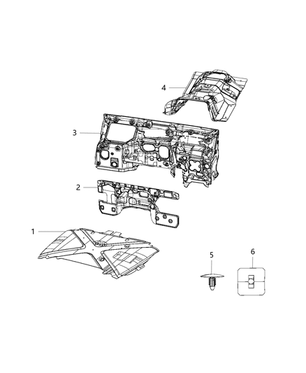 1994 Dodge Shadow Silencer Dash Panel Interior, Cabin Diagram for 68292152AE