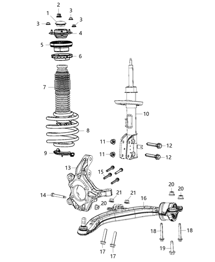 Knuckle Suspension Diagram for 68189018AD