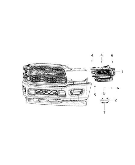 Headlamp, Front Driver Side Diagram for 68360181AC