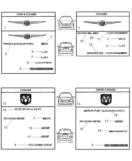 2010 Dodge Charger Nameplate Lxi Diagram for 4805554AB