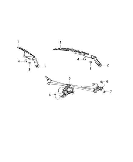 1993 Dodge D350 Motor And Linkage Windshield Wiper Diagram for 55372141AH