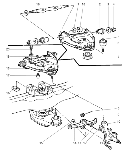 2000 Dodge Ram Van Arm Control Diagram for 4210872AD