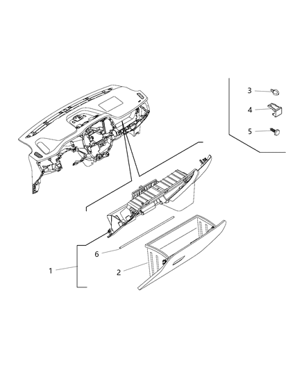 2015 Ram ProMaster City Glove Box Assembly Buffer Diagram for 5YJ83LXHAA