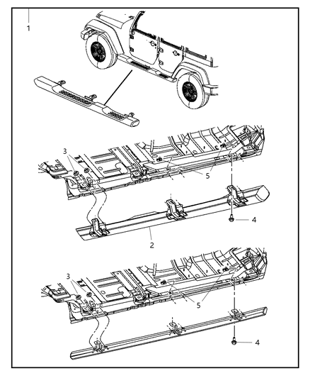 Step Pad Side Step Tubular Side Steps Diagram for 55397417AA