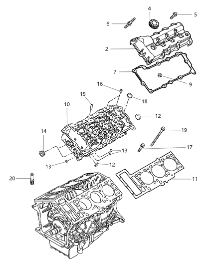 2000 Dodge Caravan Gasket Cylinder Head Left Diagram for 4663694AC