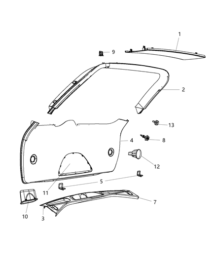 Molding Rear Header Upper Diagram for 1GG49LC5AE