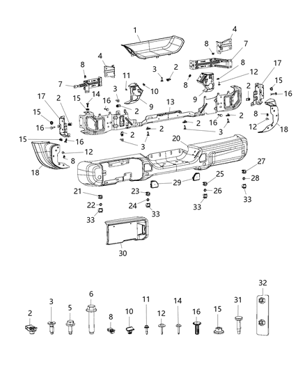 Bumper Rear Diagram for 68295568AB