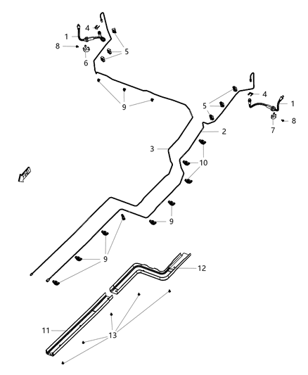 Hose Brake Rear Diagram for 68175257AC