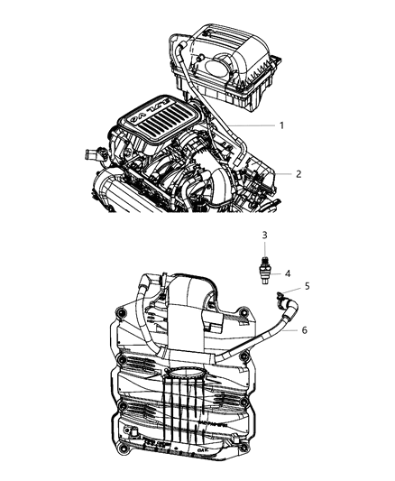 Hose PCV Valve To Intake Manifold Diagram for 53032993AD