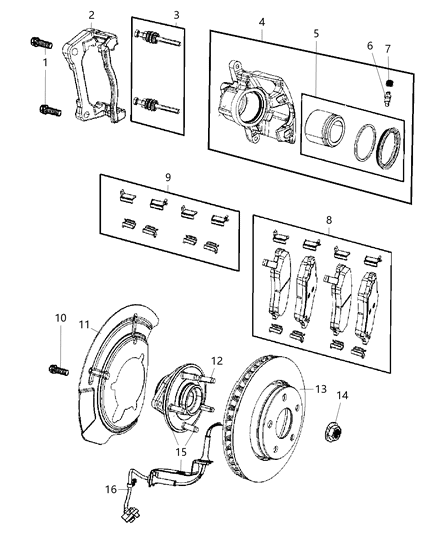 Pad Kit Front Disc Brake Diagram for 68003701AA