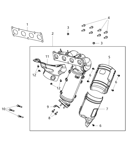 2020 Jeep Compass Manifold Exhaust And Catalytic Converter Maniverter Diagram for 68403695AA