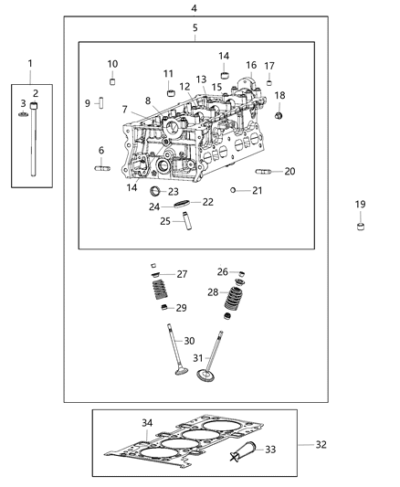 2018 Chrysler 300 Head Assembly Engine Cylinder Diagram for 5048020AD
