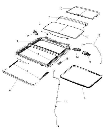 Glass Sunroof Diagram for 68049127AB