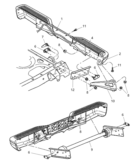 2006 Chrysler PT Cruiser Bumper Step Diagram for 55295665AC