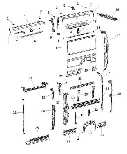 2019 Jeep Cherokee Panel Bodyside Aperture Outer Rear Diagram for 68134824AA