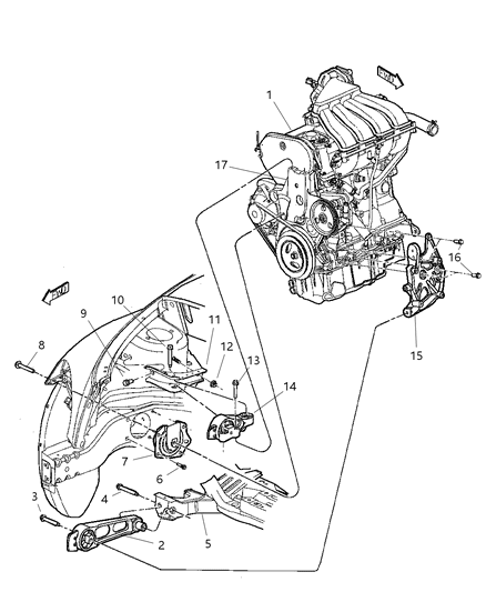 2020 Dodge Durango Isolator Transmission Mount Diagram for 5274907AE