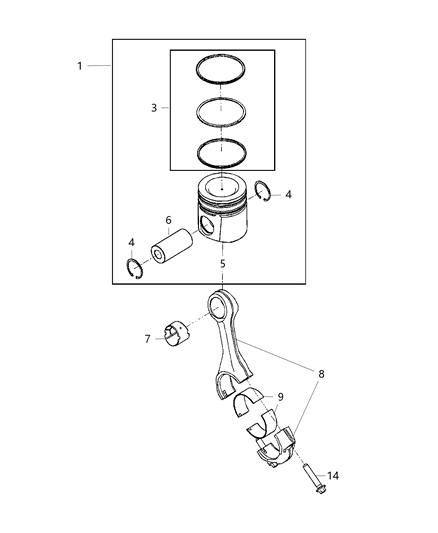 2013 Ram 5500 Piston Pin And Rings .50Mm Outside Diagram for 68067120AA