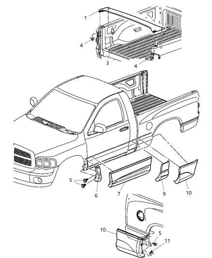 1998 Chrysler Concorde Cladding Fender Diagram for YH71PR4AB