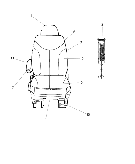 Pad And Cover Front Seat Back Diagram for 1JA831D5AA