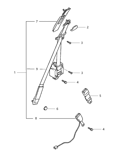 2000 Dodge Avenger Seat Belt Front Outer Diagram for MR711980