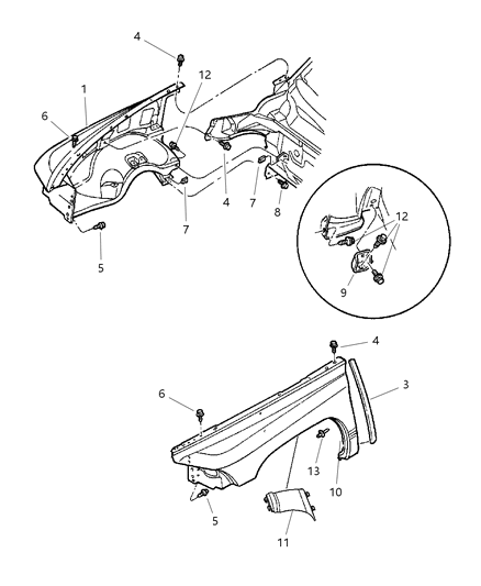 Liner Front Fender Includes Liner And Heat Shield Diagram for 55256848AB