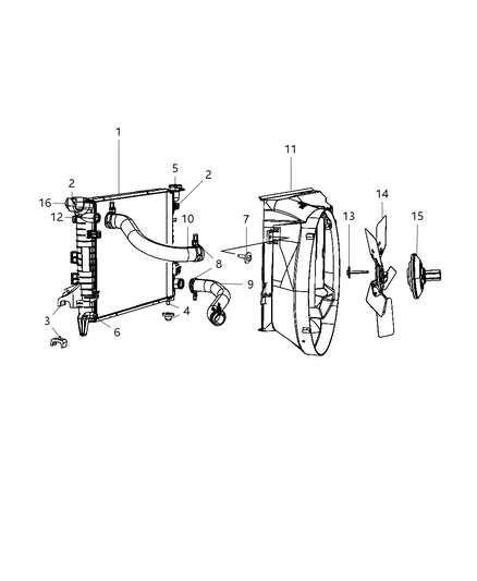 2008 Dodge Ram 2500 Radiator Engine Cooling, 25 Pc Min Qty Mix & Match Diagram for 55056682AD