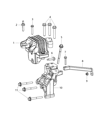 Isolator Transmission Mount Diagram for 5147129AC