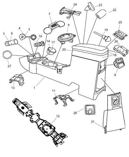 Tray Floor Console Diagram for 1AD001KAAD