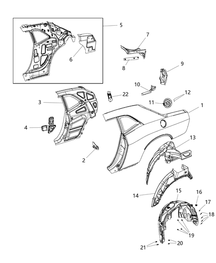 Panel Bodyside Aperture Rear Diagram for 68372727AA