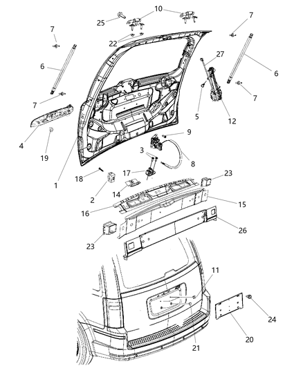 Handle Liftgate Diagram for 5113177AB