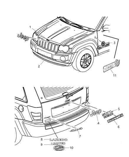 Nameplate Liftgate Diagram for 55157090AB