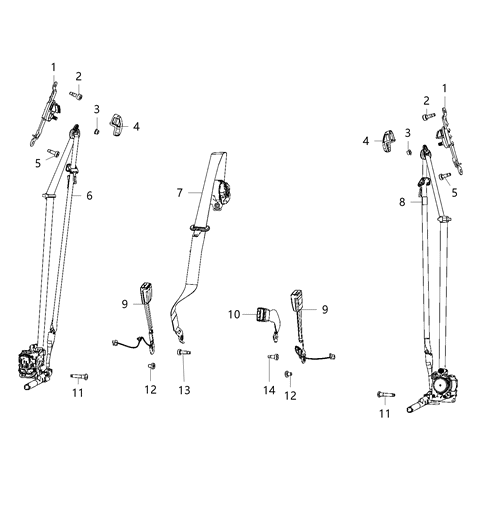 1985 Dodge Ramcharger Belt And Retractor Front Seat Left Diagram for 7AX75HL1AA