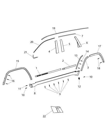 Molding Fender Retainers Serviced In Molding Diagram for 1MP38RXFAC